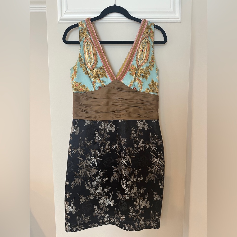 Phoebe Couture Floral Brocade Sheath Cocktail